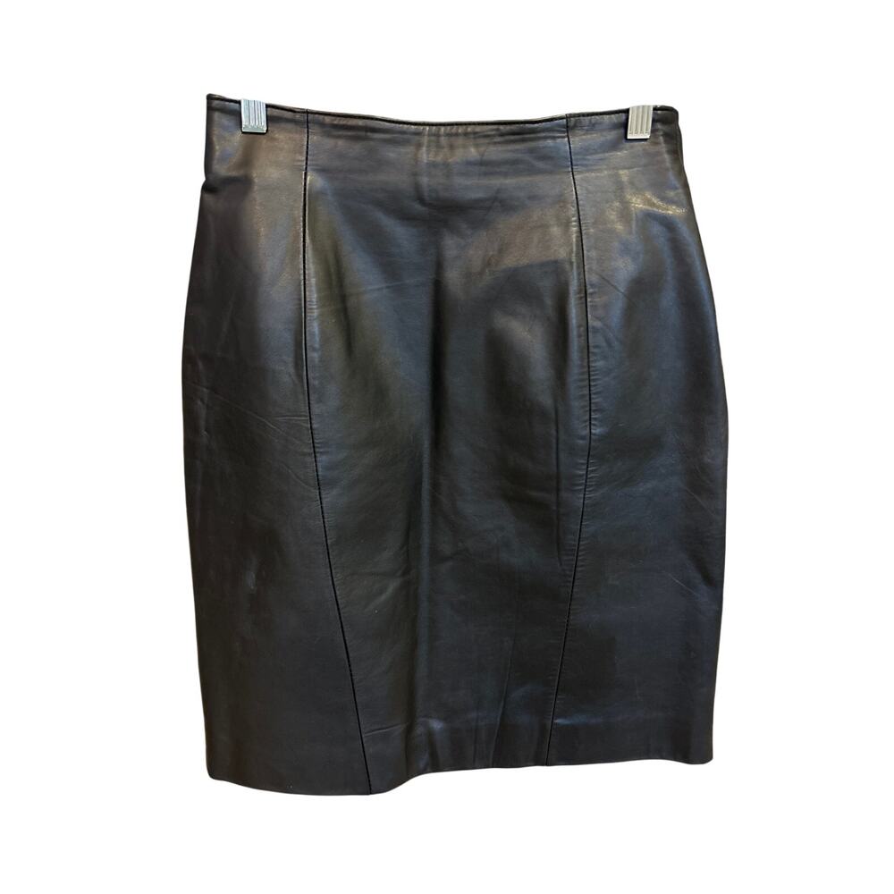BYRNES & BAKER | Vintage Black 100% Leather Pencil Skirt | 10 - Picture 2 of 11